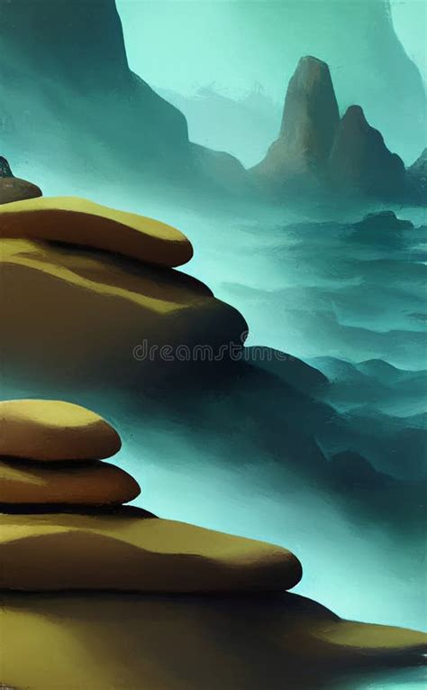 Shallow Brook Abstract Digital Art Stock Illustration Illustration