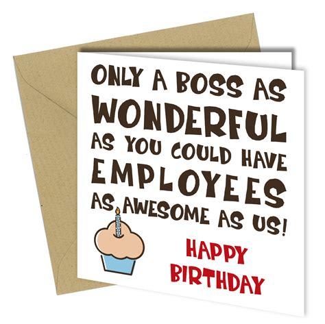 Wonderful Boss Birthday Card Awesome Employees Funny Cheeky Etsy