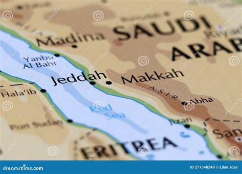 Close Up Of A World Map With Saudi Arabia Jeddah Makkah Madina In Focus