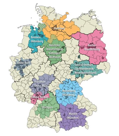 Germany Map Colored By States And Administrative Districts With
