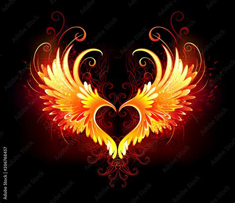 Angel Fire Heart With Wings Stock Vector Adobe Stock