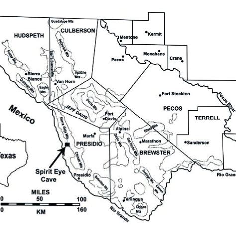 Map Of Trans Pecos Tx Showing The Location Of Spirit Eye Cave In