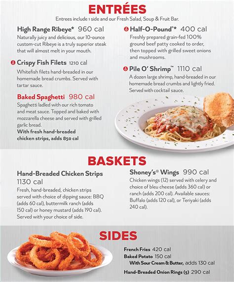 Entrees Baskets Sides Shoneys Of Knoxville Inc