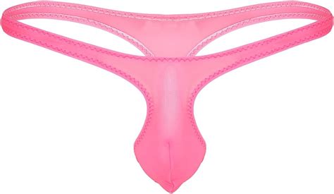 Alvivi Mens Sexy Low Rise G String Thong Bulge Pouch Bikini T Back Underwear Pink