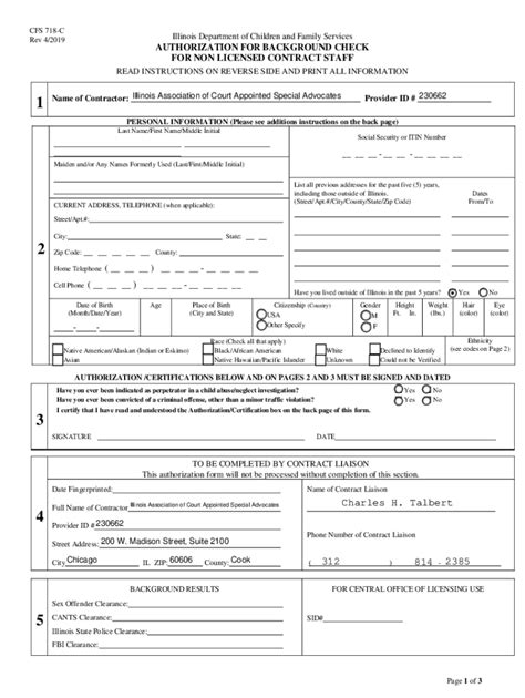 Fillable Online Cfs 718 C Authorization For Background Check Non