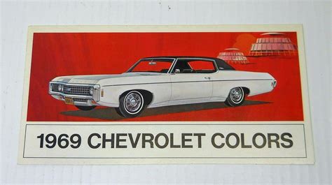 1969 Chevrolet Paint Color Chart Advertising Sales Brochure Corvette