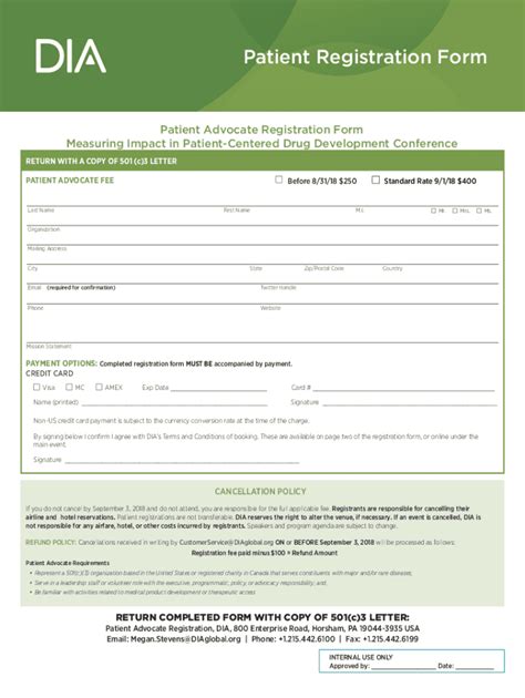 Fillable Online Patient Advocate Registration Form Fax Email Print