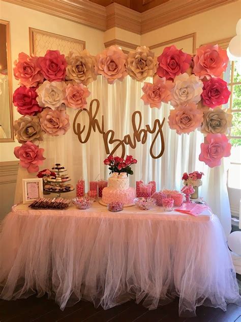 Baby Shower Cake Table Backdrop Baby Girl Pink Baby Shower Roses