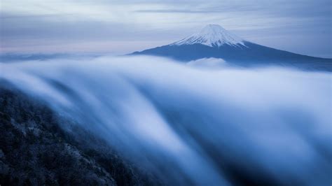Nature Landscape Mountain Clouds Mist Japan Island Snowy Peak