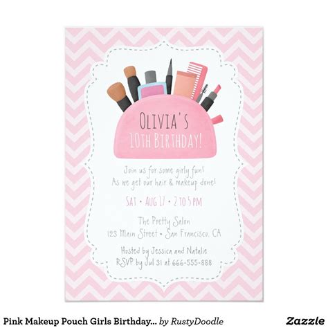 Makeup Birthday Party Diy Invitations Party Makeup Birthday Theme Bday Birthday Ideas
