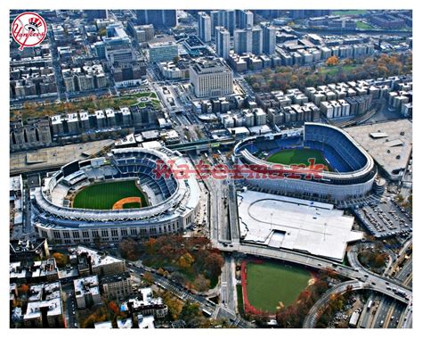 Mlb New And Old Yankee Stadium Aerial View Color Matte Finish 8 X 10