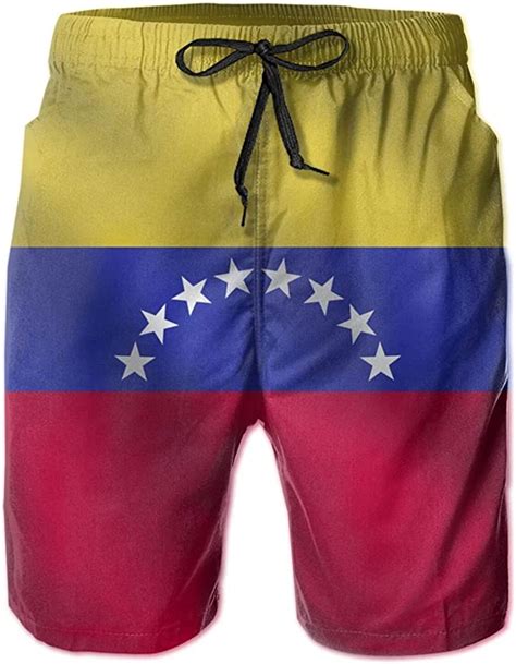 Risetrial Venezuela Flag Mens Quick Dry Bathing Suits Drawstring Beach