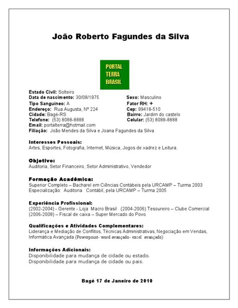 Exemplo De Currículo Pronto Curriculum Vitae Pronto