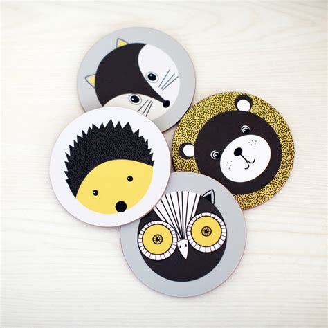 Set Of Four Forest Animals Coasters By Karin Åkesson Design