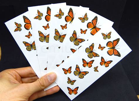 Monarch Butterfly Temporary Tattoos 5 Sheets 55 Butterflies Ebay