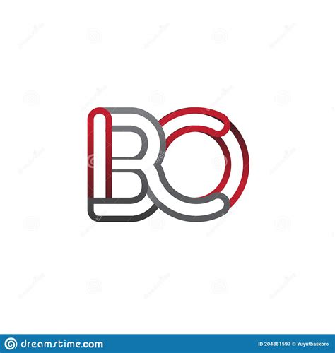 Initial Logo Letter Bo Linked Outline Red And Grey Colored Rounded