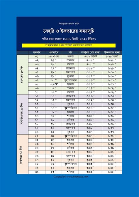 Overview of holidays and many observances in bangladesh during the year 2021. Ramadan Calendar 2020 (Hijri 1441) in Bangladesh