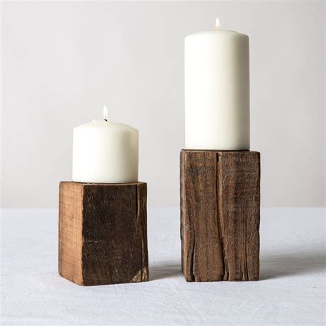 Short Block Candle Stand Block Candles Diy Wooden Candle Candles