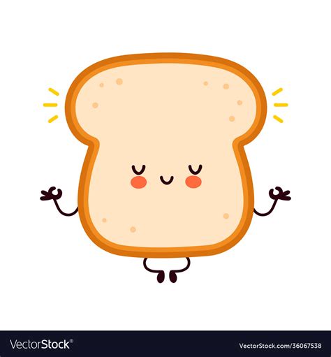 Cute Funny Happy Bread Toast Character Meditate Vector Image