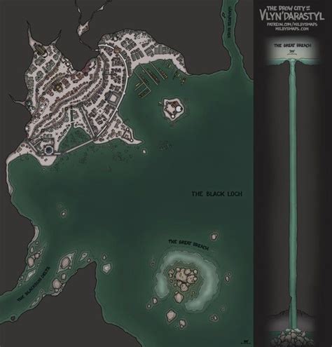 The Drow City Of Vlyndarastyl On The Shore Of The Black Loch