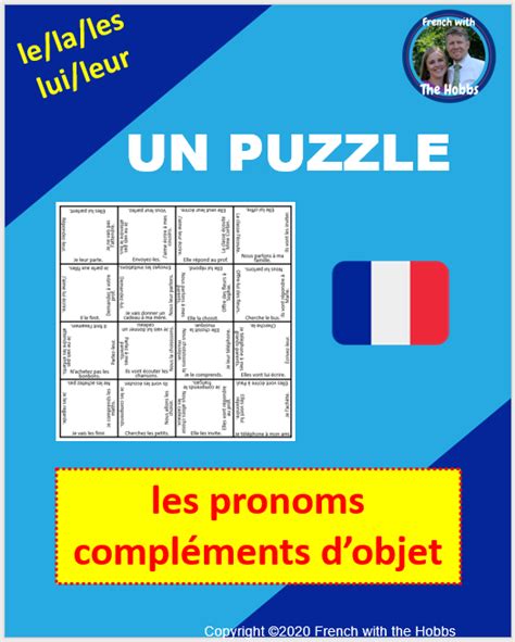 Puzzle French Direct Indirect Object Pronoun In 2020 Object