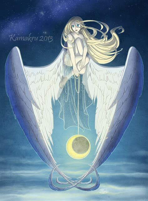 18x24 Laminated Poster Print Anime Moon Angel Keeper By Kamakru