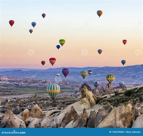 Goreme Turkey April 6 2016 Numerous Hot Air Balloons All Lift