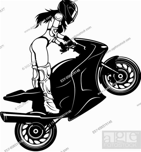 Sexy Girl And Sport Motorcycle Suberbike Super Bike Clipart Stock