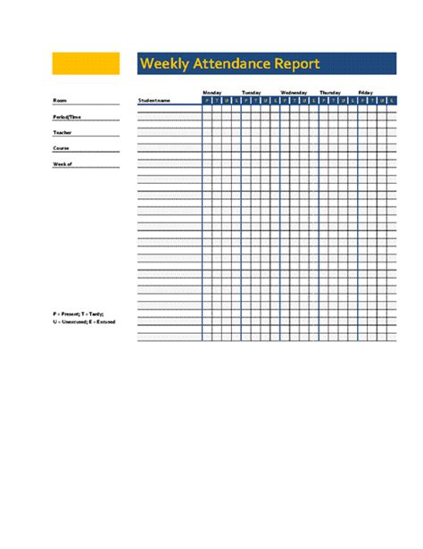 20 Excel Spreadsheet Templates For Teachers Attendance Sheet