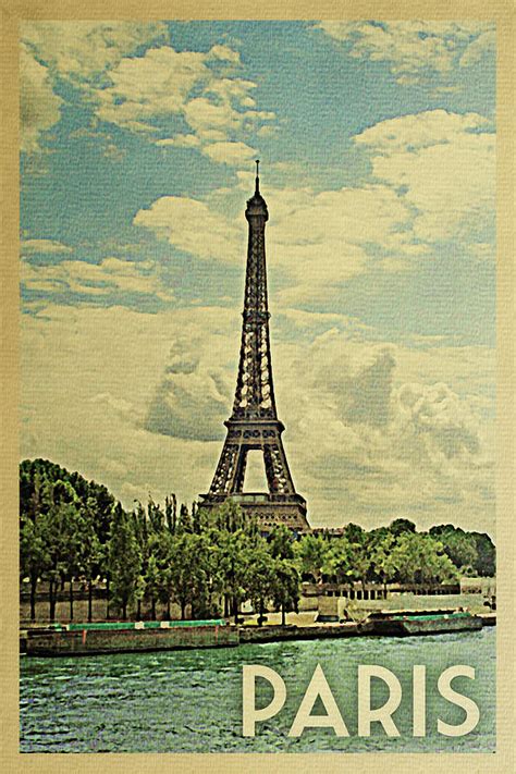 Paris Vintage Travel Poster Eiffel Tower Digital Art By Flo Karp