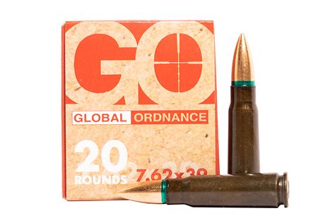 Global Ordnance 762x39mm 122 Gr Fmj Steel Case 20box Sportsmans