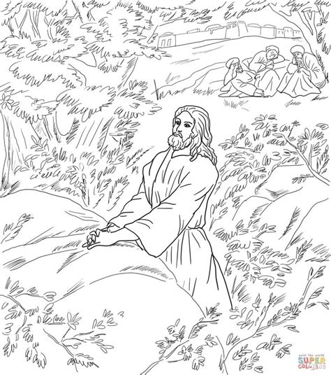 Jesus Prays In The Garden Of Gethsemane Disciples Sleeping Coloring