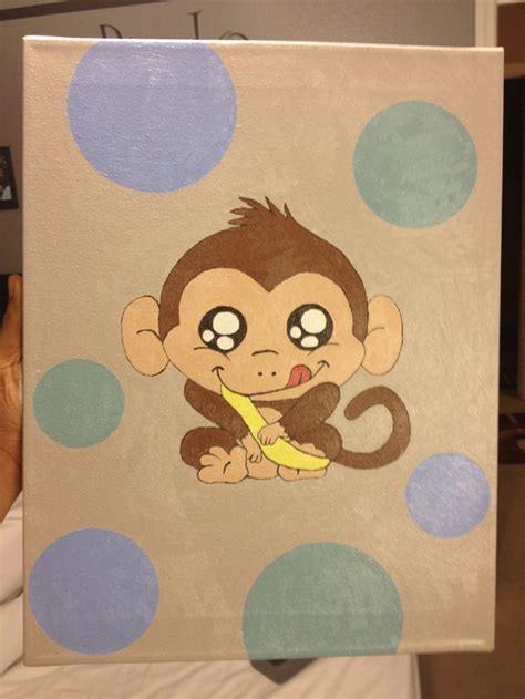 Oil On Canvas Monkey Painting Cute Canvas Paintings Painting Art