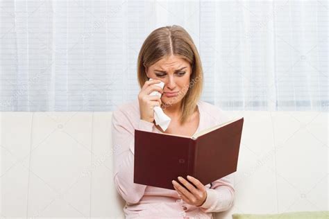 Woman Reading Book And Crying Stock Photo By ©inesbazdar 97690870