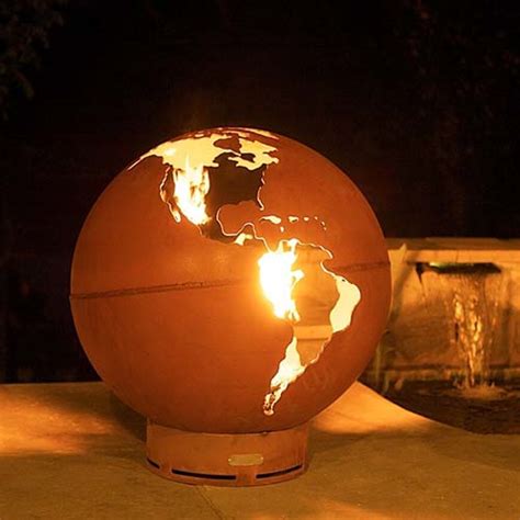 World Globe Fire Pit Gn Fb 105 Corten Fire Sphere Gnee Garden