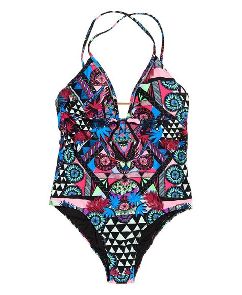 Womens Ava Cross Back Vee Swimsuit In Crazy Tropical Superdry
