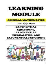 Genmath Module Week Pdf Learning Module General Mathematics Gr Q W Exponential
