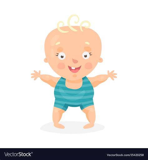 Cute Cartoon Happy Baby Boy Trying To Walk Vector Image