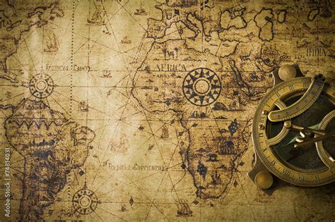 Old Map With Compass Stock Photo Adobe Stock