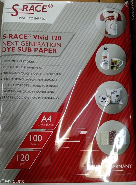 8 Inch S Race Sublimation Paper Gsm 120 Gsm Size A4290x297 Cm Rs