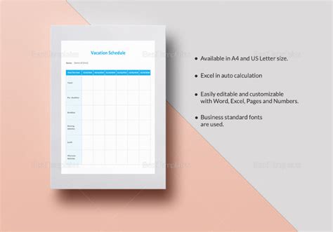 10 Vacation Schedule Templates Docs Excel Pdf Free And Premium
