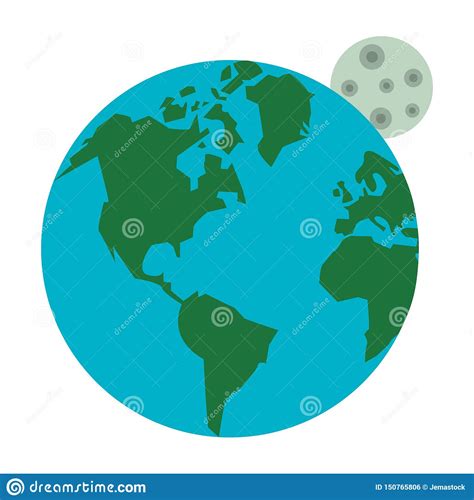 Earth World And Moon Milkyway Space Isolated Cartoon Stock Vector
