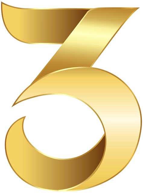 Golden Number Three Transparent Png Clip Art Image Gallery