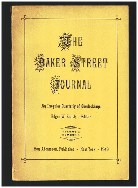 the baker street journal an irregular quarterly of sherlockiana volume 3 number 4 edgar w