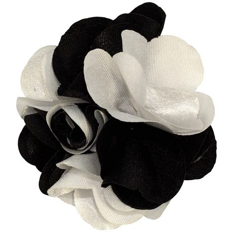 Classico Italiano Black And White Silk Flower Lapel Pin