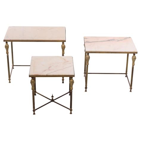 Archimede Seguso Brass And Glass Nesting Tables Italy 1950s For Sale At 1stdibs