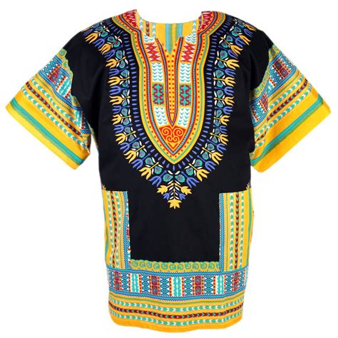 Black And Yellow Colorful African Dashiki Shirt For Unisex Dashiki