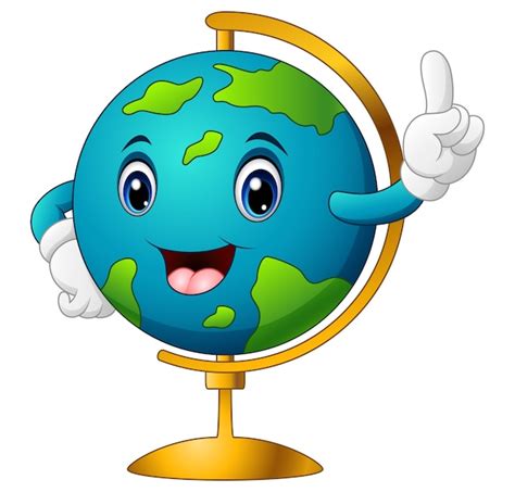 Premium Vector Vector Illustration Of Cartoon World Globe Pointing