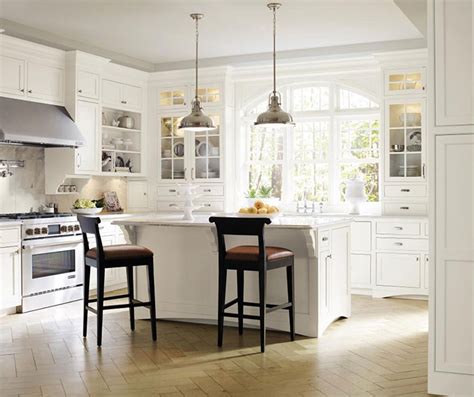 White inset cabinets with a gray kitchen island. White Inset Kitchen Cabinets - Decora Cabinetry