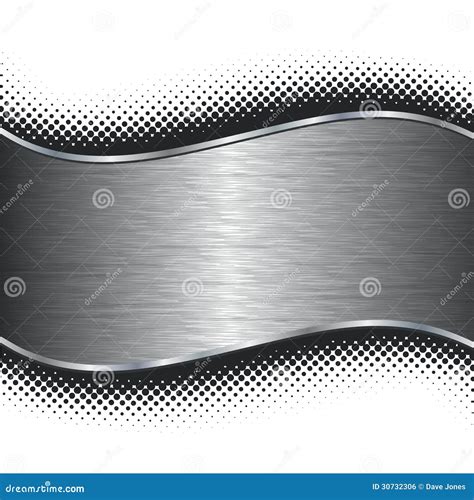Brushed Silver Metal Background And Black Halftone Stock Vector